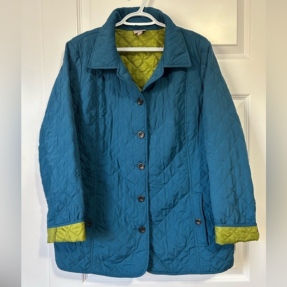 J. Jill Blue Quilted Barn Style Button up Jacket XL - Picture 1 of 8